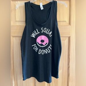 Will Squat For Donuts Black Tank top Size Medium